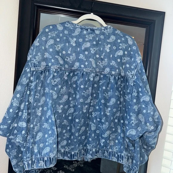 We The Free Blue Paisley-Print Denim Jacket - Picture 4 of 4